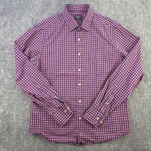 Untuckit Shirt Medium Slim Fit Long Sleeve Blue Check Button Up Cotton Pocket